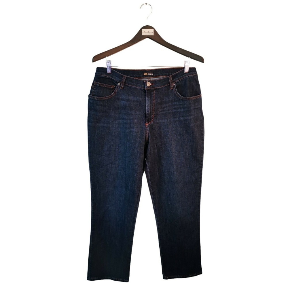 Lee Blue Jeans stretch Medium straight leg crop high rise Women's Size 14 38x30